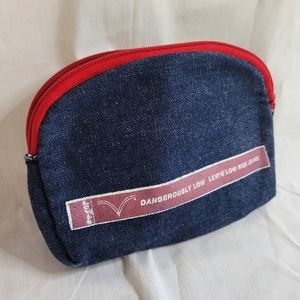 Levi's Makeup Bag Dangerously Low Rise Jeans Denim Make-Up Zipper Closure